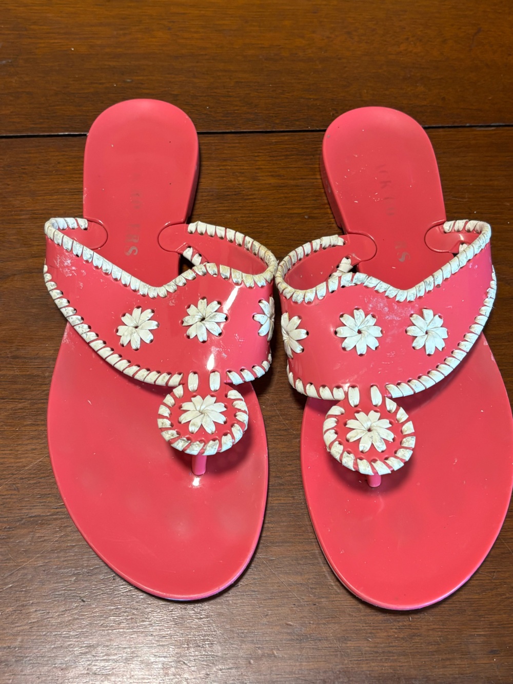 Jack Rogers Georgica Jelly Sandals Bright Pink White Size US Women’s 8